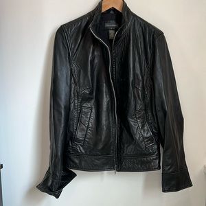 Vintage Genuine Black Leather Jacket - Banana Republic Size Large